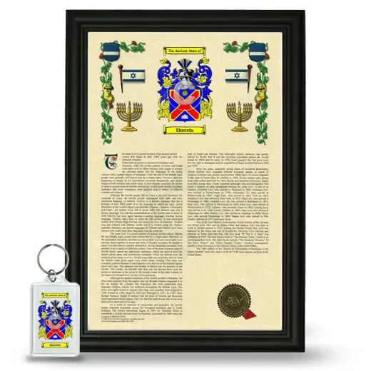 Einstein Framed Armorial History and Keychain - Black