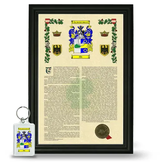 Elis Framed Armorial History and Keychain - Black