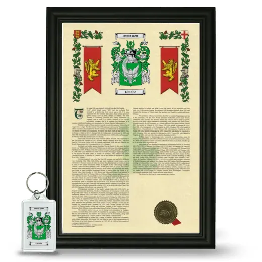 Elmslie Framed Armorial History and Keychain - Black