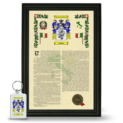Enríquez Framed Armorial History and Keychain - Black