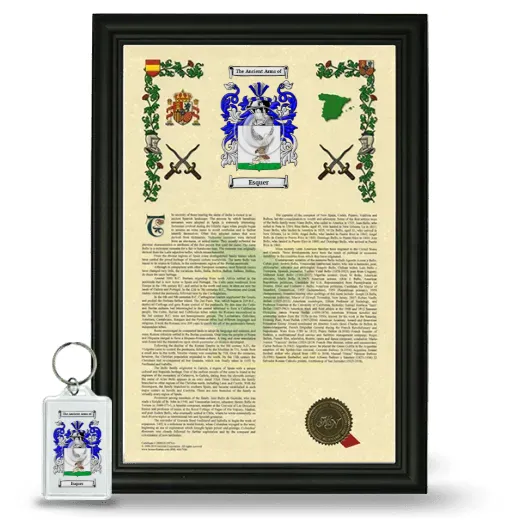 Esquer Framed Armorial History and Keychain - Black