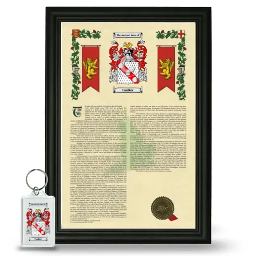 Faulker Framed Armorial History and Keychain - Black