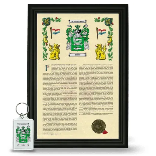 Fesler Framed Armorial History and Keychain - Black