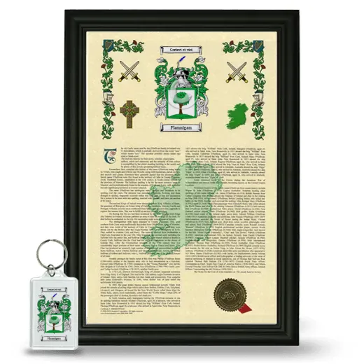 Flannigan Framed Armorial History and Keychain - Black