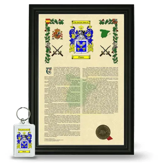 Flores Framed Armorial History and Keychain - Black