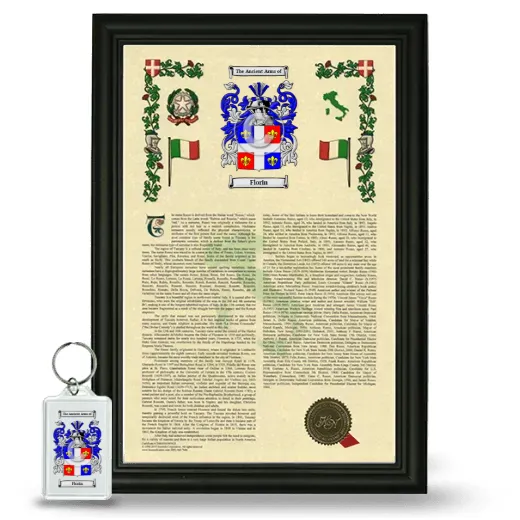 Florin Framed Armorial History and Keychain - Black