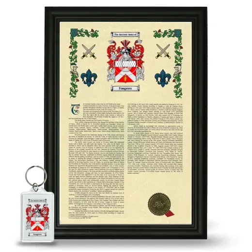 Fougeres Framed Armorial History and Keychain - Black