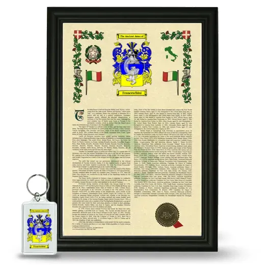 Franceschini Framed Armorial History and Keychain - Black