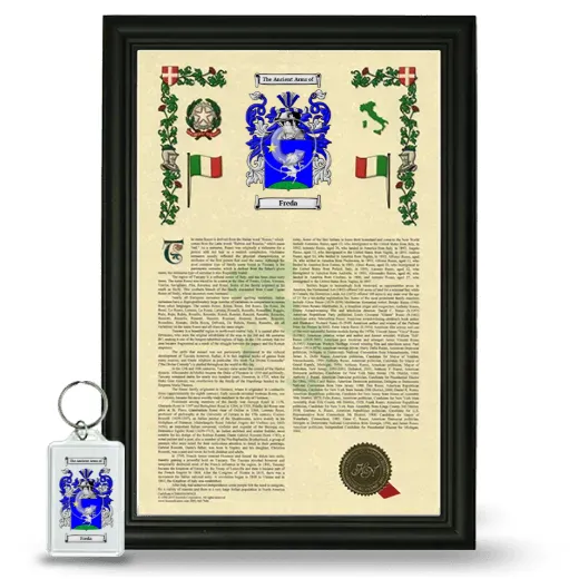 Freda Framed Armorial History and Keychain - Black