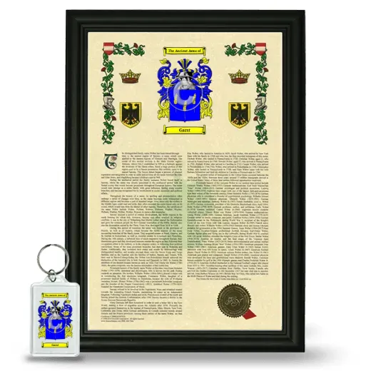 Garst Framed Armorial History and Keychain - Black