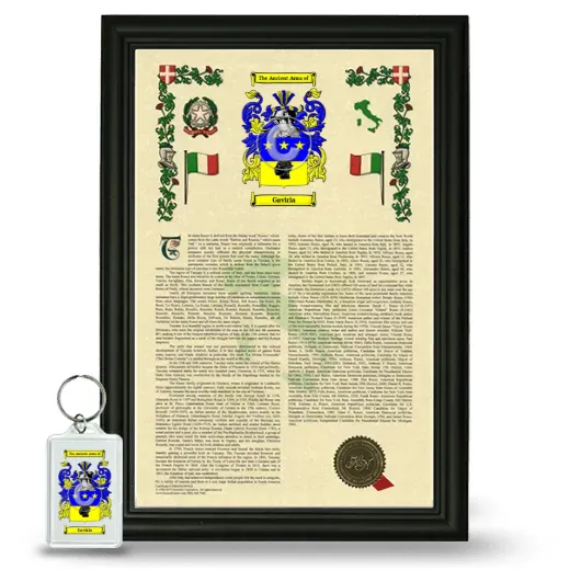 Gaviria Framed Armorial History and Keychain - Black