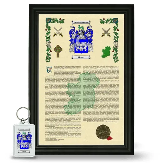 Geane Framed Armorial History and Keychain - Black