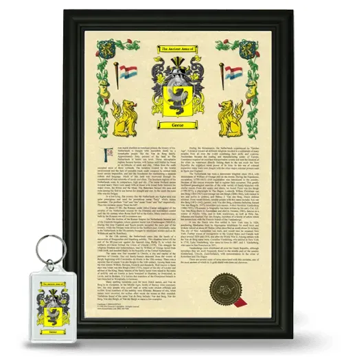 Geese Framed Armorial History and Keychain - Black