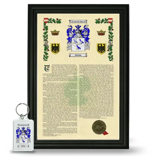 Getson Framed Armorial History and Keychain - Black