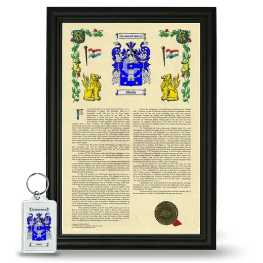 Gherin Framed Armorial History and Keychain - Black