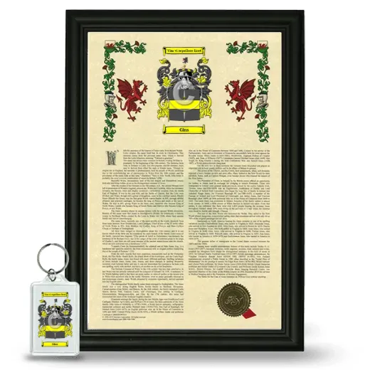 Gins Framed Armorial History and Keychain - Black