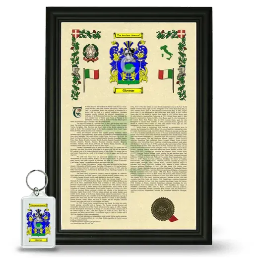 Giovene Framed Armorial History and Keychain - Black