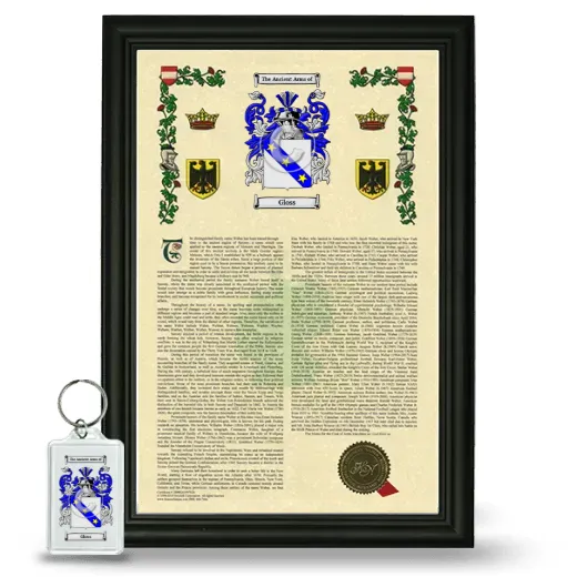 Gloss Framed Armorial History and Keychain - Black