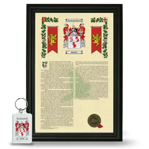 Gossett Framed Armorial History and Keychain - Black