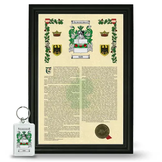 Greb Framed Armorial History and Keychain - Black