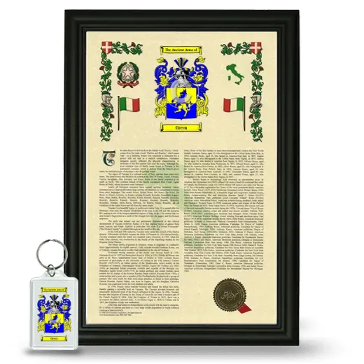 Greca Framed Armorial History and Keychain - Black