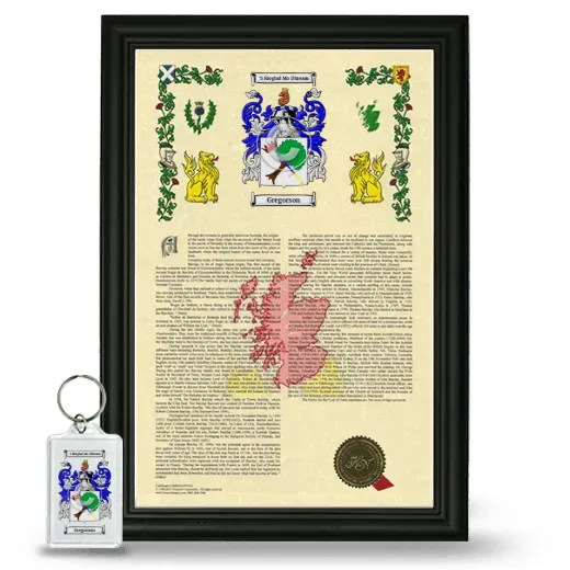 Gregorson Framed Armorial History and Keychain - Black