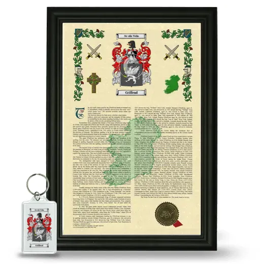 Griffend Framed Armorial History and Keychain - Black