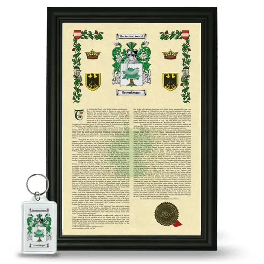Gruenberger Framed Armorial History and Keychain - Black