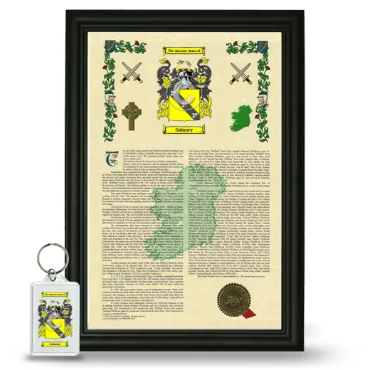 Guinney Framed Armorial History and Keychain - Black