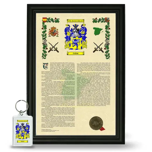 Guitar Framed Armorial History and Keychain - Black