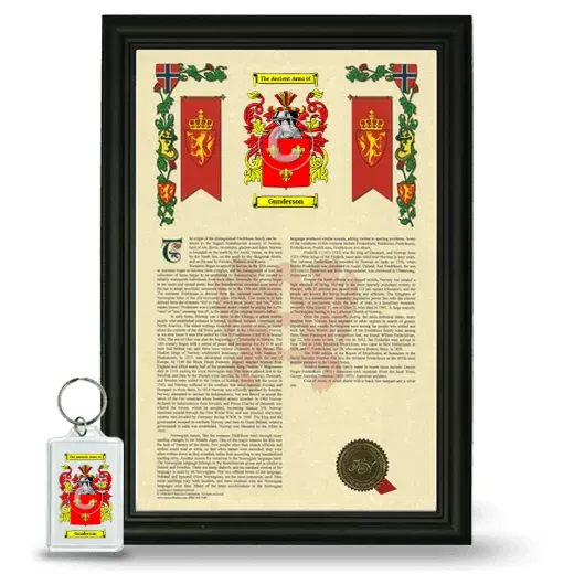 Gunderson Framed Armorial History and Keychain - Black