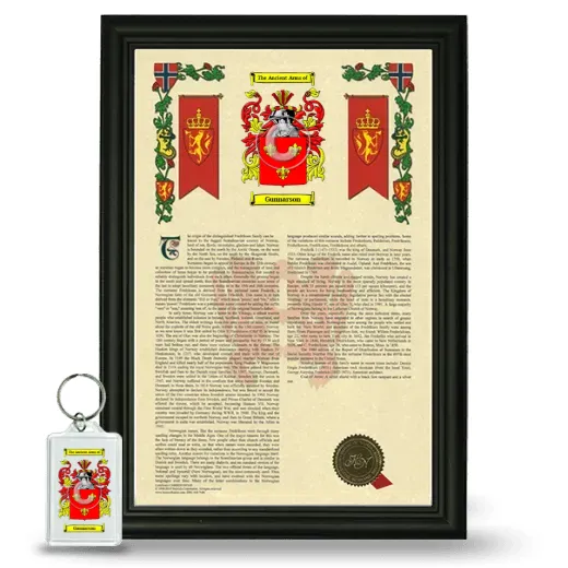 Gunnarson Framed Armorial History and Keychain - Black
