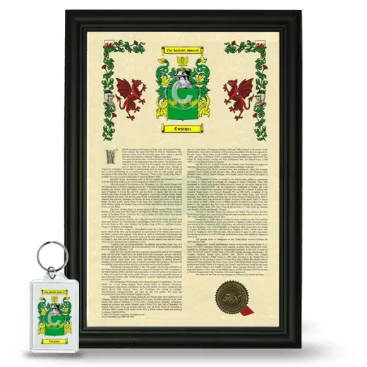 Gwynyn Framed Armorial History and Keychain - Black