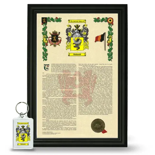 Hainault Framed Armorial History and Keychain - Black