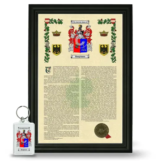 Hauptman Framed Armorial History and Keychain - Black