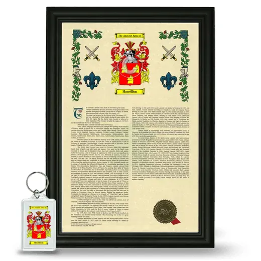 Hauvillon Framed Armorial History and Keychain - Black