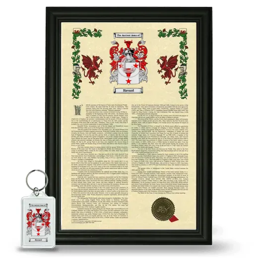 Havard Framed Armorial History and Keychain - Black