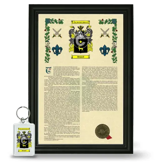 Henard Framed Armorial History and Keychain - Black