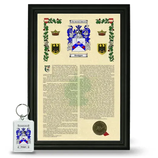 Henigger Framed Armorial History and Keychain - Black