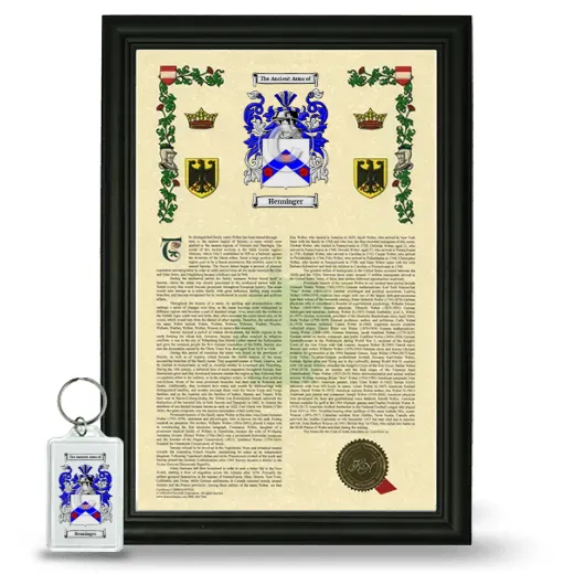 Henninger Framed Armorial History and Keychain - Black