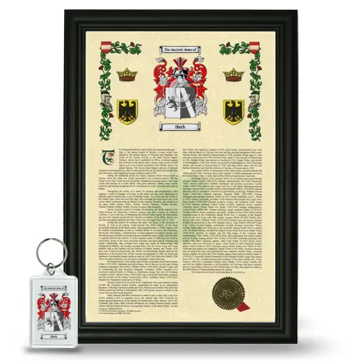 Herb Framed Armorial History and Keychain - Black