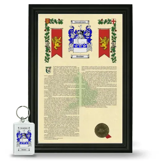 Herriott Framed Armorial History and Keychain - Black