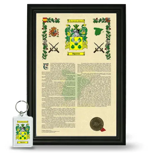Higueros Framed Armorial History and Keychain - Black