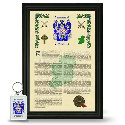 Hollaghan Framed Armorial History and Keychain - Black