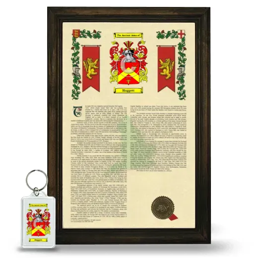 Huggett Framed Armorial History and Keychain - Brown