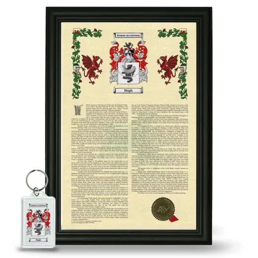 Hugh Framed Armorial History and Keychain - Black