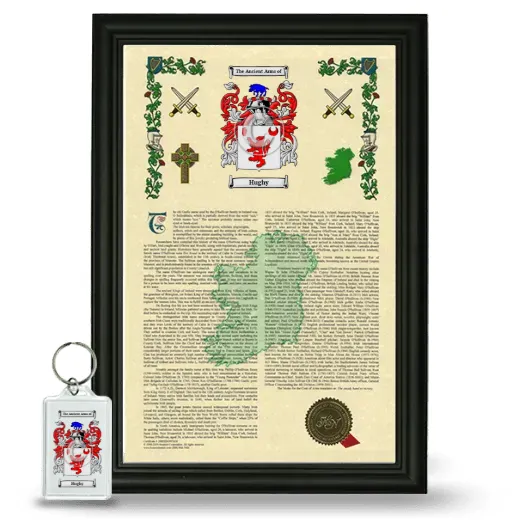 Hughy Framed Armorial History and Keychain - Black