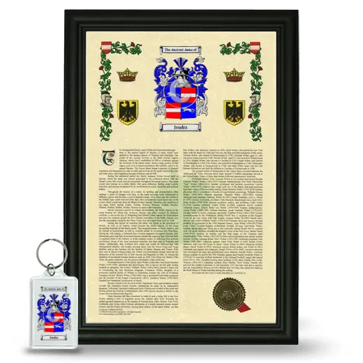 Jendra Framed Armorial History and Keychain - Black