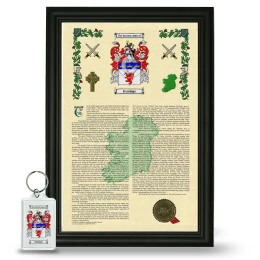 Jennings Framed Armorial History and Keychain - Black