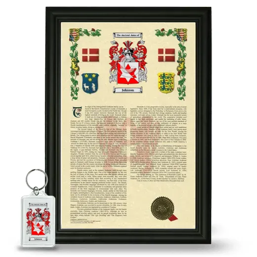 Johnson Framed Armorial History and Keychain - Black